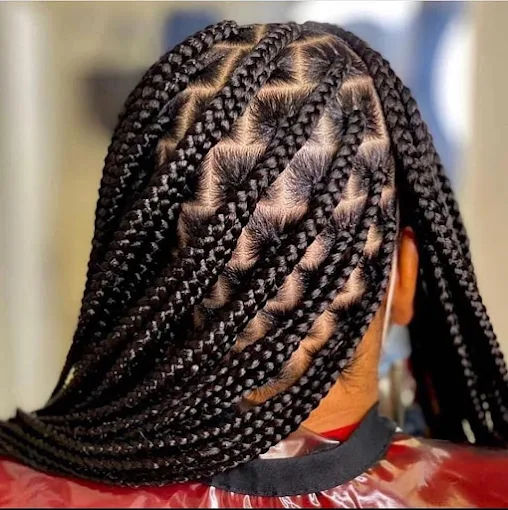 Jumbo knotless braids — braiding work by D-Love Hair Braiding Center, Dracut MA